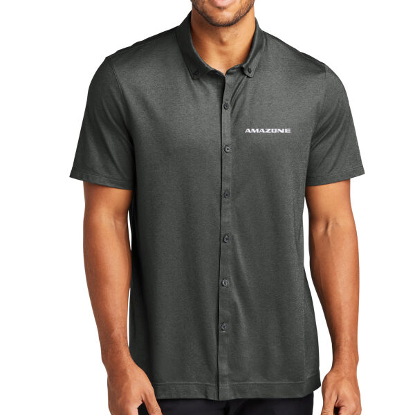 Amazone Embroidered - Stretch Pique Full Button Polo Thumbnail